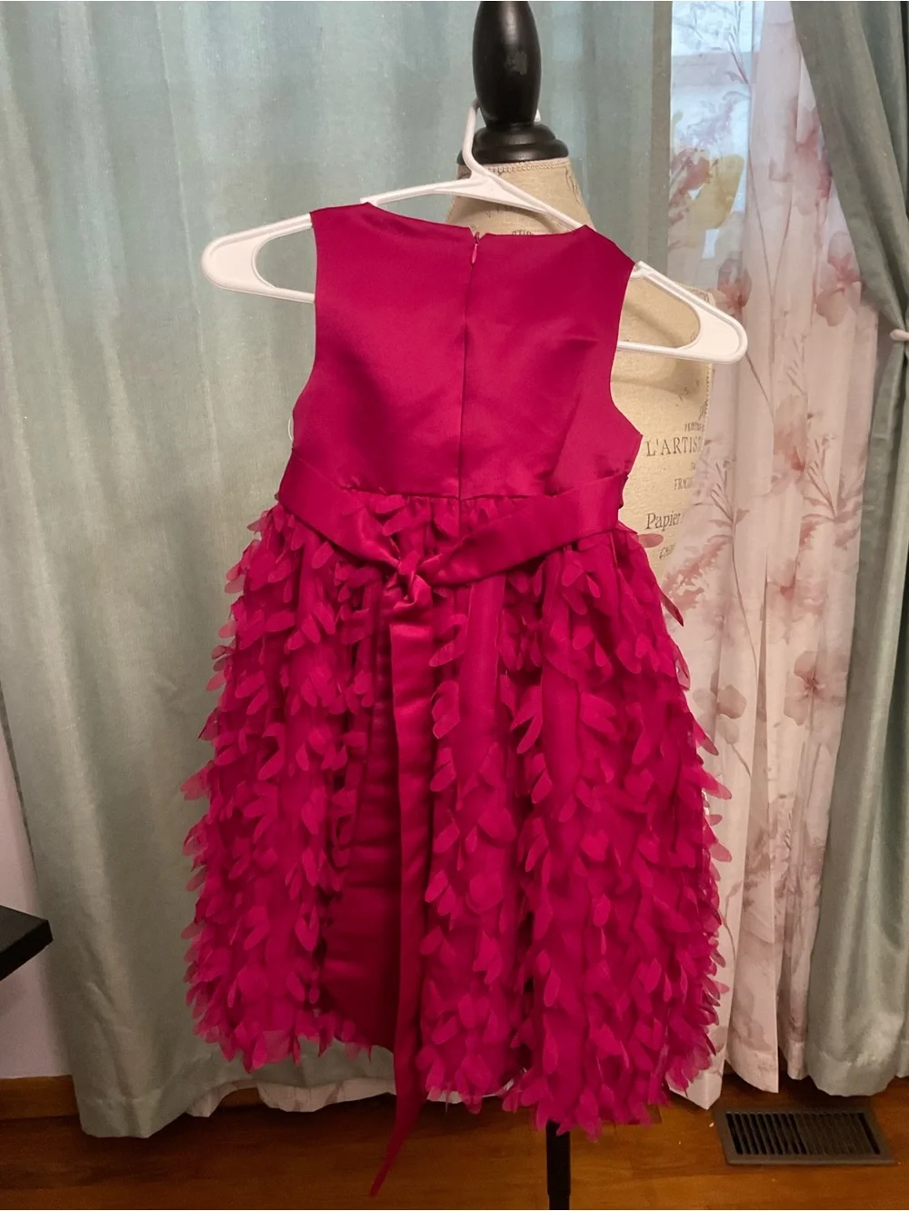 American Princess Fuchsia Petal-Detail Party Dress